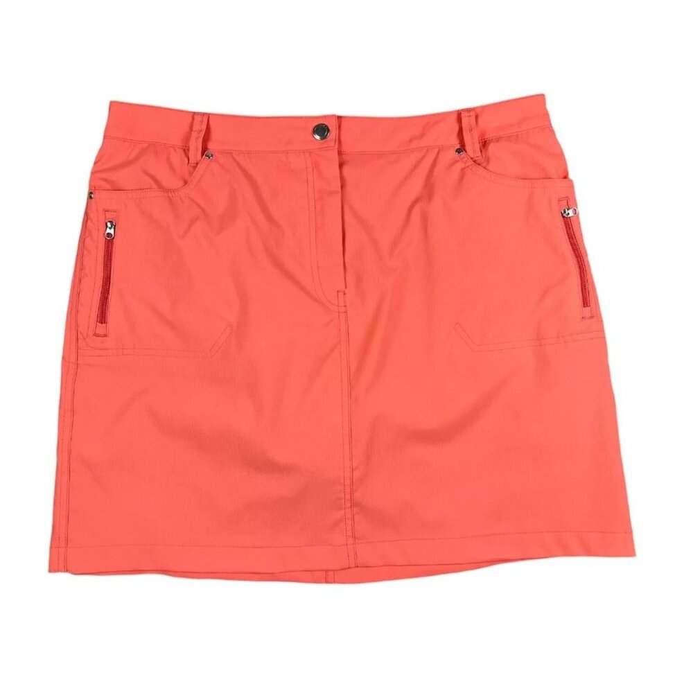 N'VO By Lanctot Women's Red Orange With Inner Shorts Golf Skort Size 10 - Picture 4 of 11